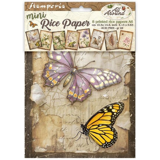 Stamperia Printed Mini Rice paper A6 8 sheets for Art and Craft - All Around