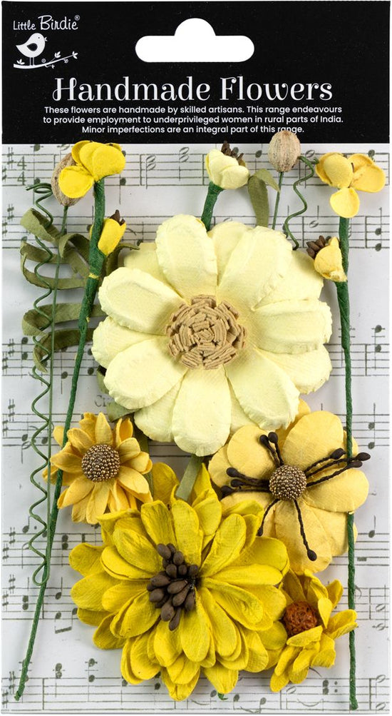 Little Birdie Heleen Paper Flowers 12/Pkg Sunshine