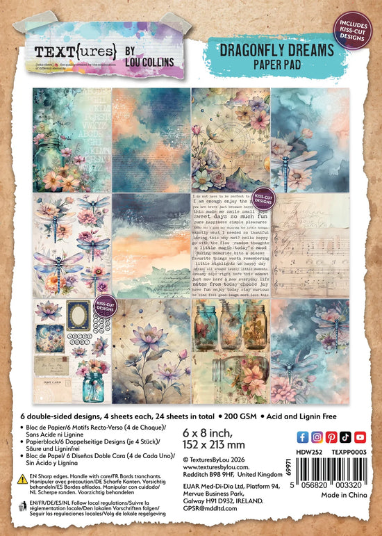 TEXT{ures} Dragonfly Dreams 6in x 8in Paper Pad