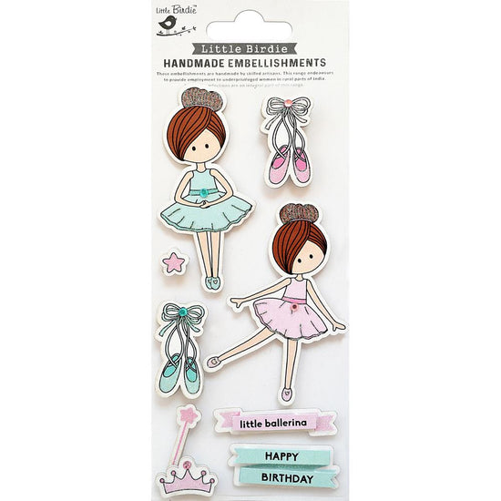 Little Birdie Sticker Embellishment 9/Pkg Little Ballerina