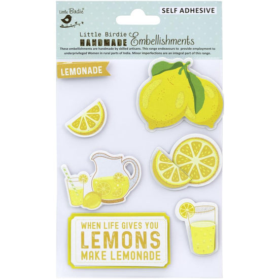 Little Birdie 3D Embellishment 7/Pkg Lemon and Lemonade