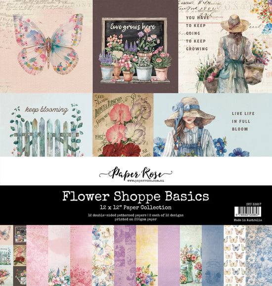 Paper Rose Flower Shoppe Basics 12x12 Paper Collection