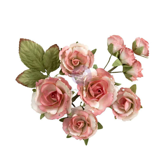 Prima Paper Flowers 10/Pkg Garden Rose Blush Homegrown