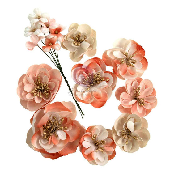 Prima Paper Flowers 9/Pkg Apple Blossom Garden Homegrown