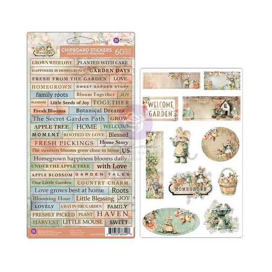 Prima Chipboard Stickers 60/pkg Homegrown