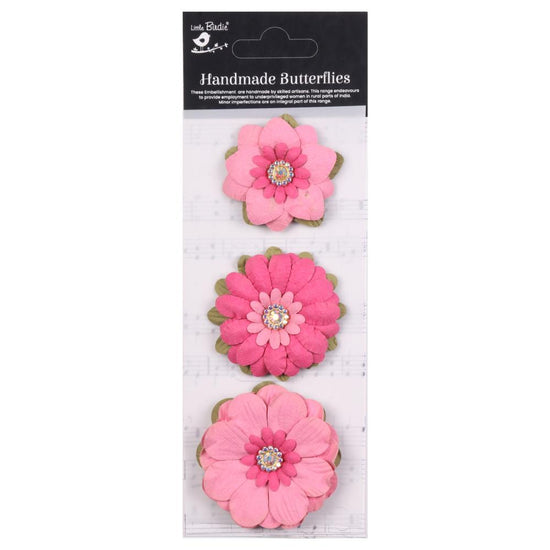 Little Birdie Jeremy Paper Flowers 3/Pkg Precious Pink