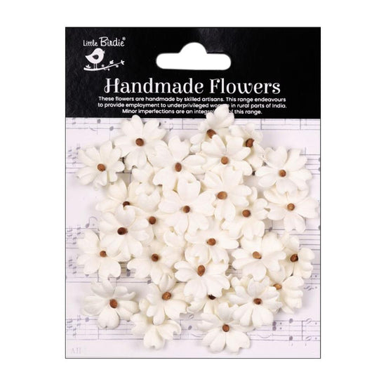 Little Birdie Carin Paper Flowers 30/Pkg Ivory Pearl