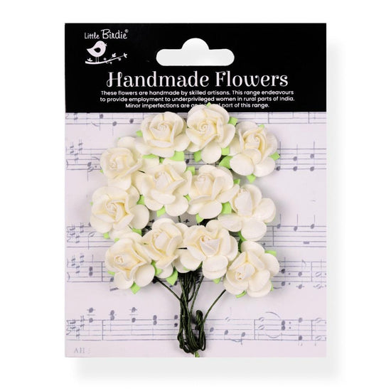 Little Birdie Catalina Paper Flowers 12/Pkg Ivory Pearl