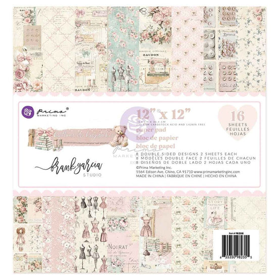 Prima Double-Sided Paper Pad 12"X12" 16/Pkg Buttons & Keepsakes