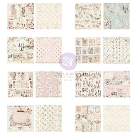 Prima Double-Sided Paper Pad 12"X12" 16/Pkg Buttons & Keepsakes