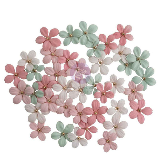Prima Paper Flowers 40/Pkg Buttons & Keepsakes Tender Florals
