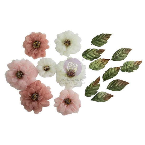Prima Paper Flowers 14/Pkg Buttons & Keepsakes Sheer Beauties