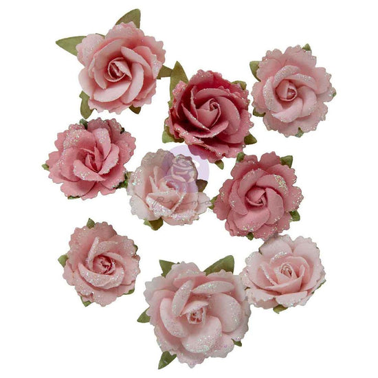 Prima Paper Flowers 9/Pkg Buttons & Keepsakes Envelope Roses