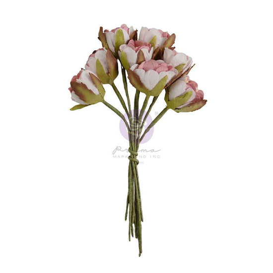 Prima Paper Flowers 8/Pkg Buttons & Keepsakes Tattered Millinery