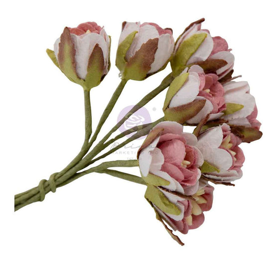 Prima Paper Flowers 8/Pkg Buttons & Keepsakes Tattered Millinery