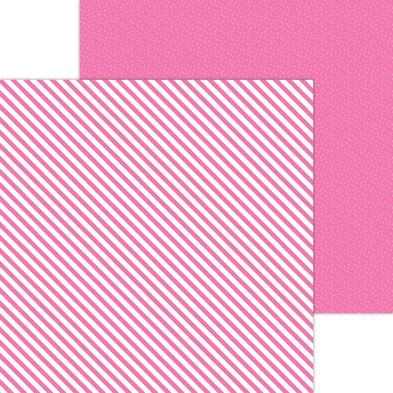 Doodlebug Petite Prints Candy Stripe/Sprinkles Cardstock 12" Bubblegum