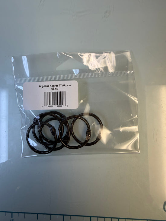 Argollas 1” negras (6 pcs)