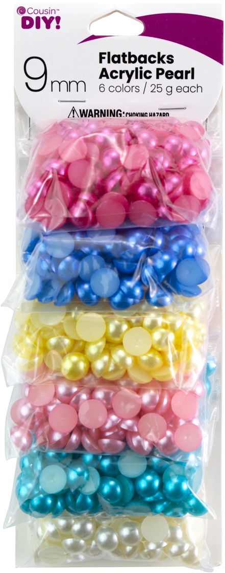 CousinDIY Acrylic Pearl Flatbacks 9mm Pastel