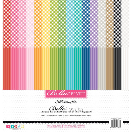 Bella Blvd Besties Collection Kit 12"X12" Gingham and Stripes Rainbow
