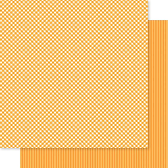 Bella Besties Gingham & Stripes Double-Sided Cardstock 12X12 Orange
