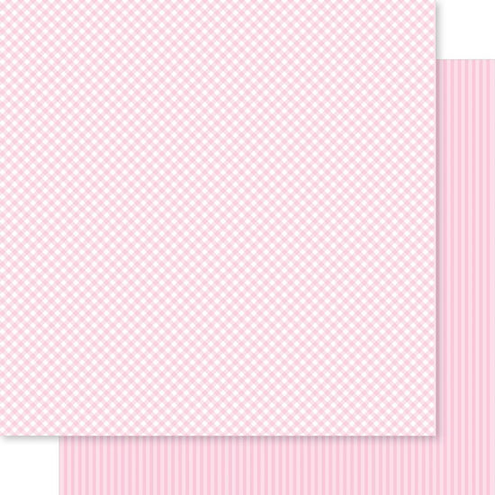 Bella Besties Gingham & Stripes Double-Sided Cardstock 12X12 Cotton Candy