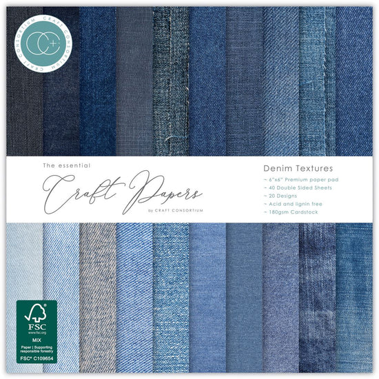 Craft Consortium Double-Sided Paper Pad 6"X6" 40/Pkg Denim Textures