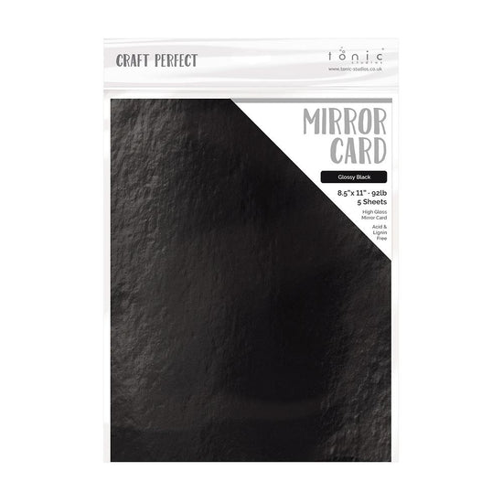 Craft Perfect Mirror Cardstock 8.5"X11" 5/Pkg Glossy Black