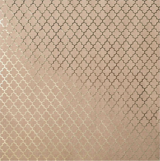 Bazzill Foiled Kraft Cardstock 12"X12" Gold Lattice