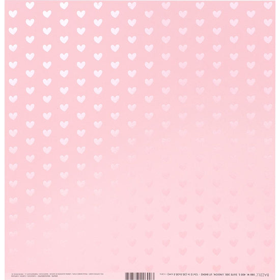 Bazzill Foiled Pattern Cardstock 12"X12" Heart W/Pink Pearl, Cotton Candy