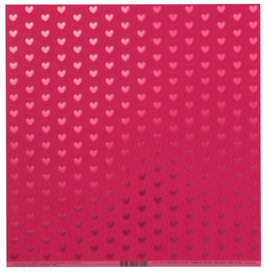 Bazzill Foiled Pattern Cardstock 12"X12" Heart W/Red, Lollipop