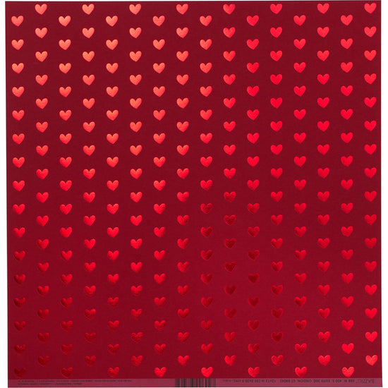 Bazzill Foiled Pattern Cardstock 12"X12" Heart W/Red, Red Hots