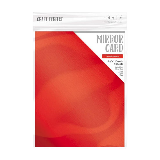 Craft Perfect Satin Mirror Cardstock 8.5"X11" 5/Pkg Scarlet Organza