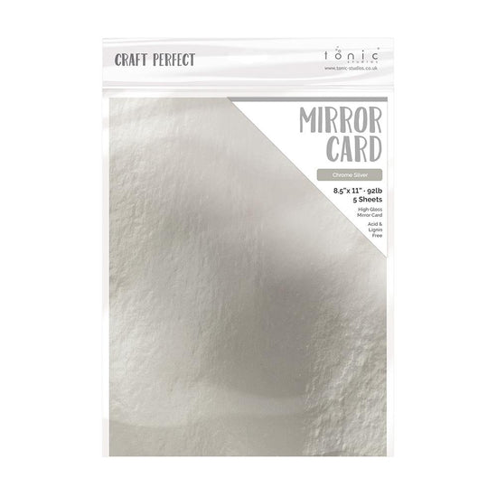 Craft Perfect Mirror Cardstock 92lb 8.5"X11" 5/Pkg Chrome Silver