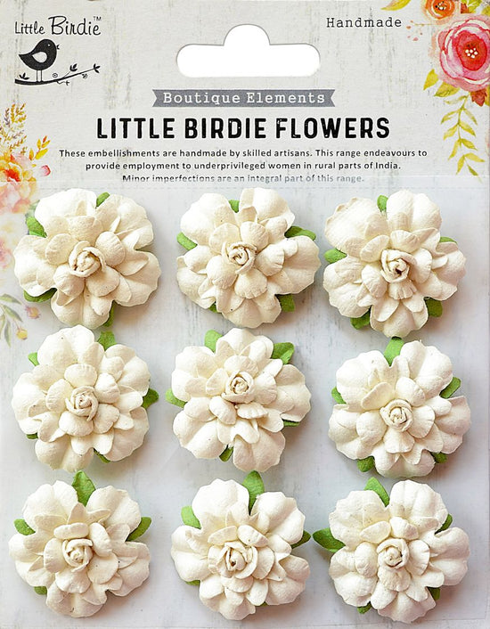 Little Birdie Vincy Paper Flowers 9/Pkg Moon light