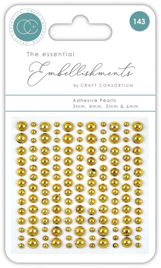 Craft Consortium Essential Adhesive Pearls 143/Pkg Gold