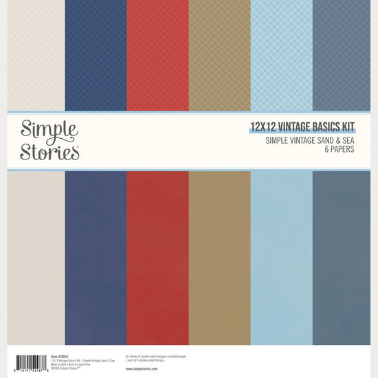 Simple Stories Basics Kit 12"X12" Vintage Sand & Sea
