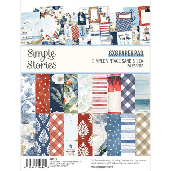 Simple Stories Paper Pad 6"X8" Vintage Sand & Sea