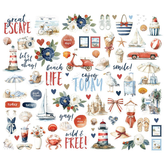 Simple Stories Bits & Pieces Die Cuts Vintage Sand & Sea