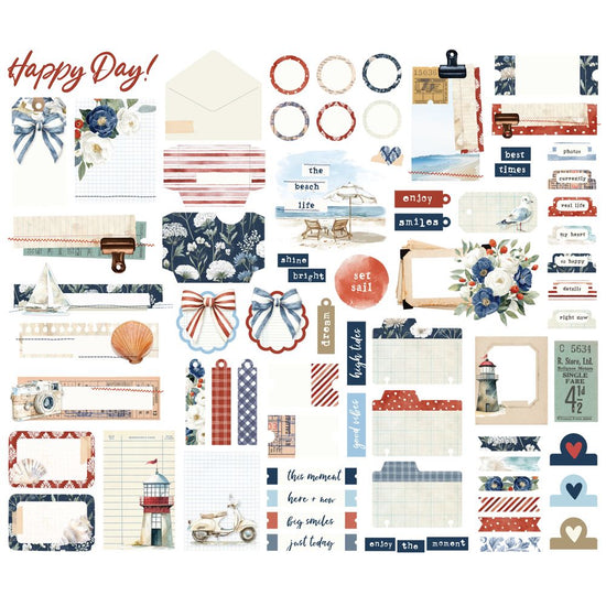 Simple Stories Bits & Pieces Die Cuts Vintage Sand & Sea Journal