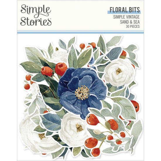 Simple Stories Bits & Pieces Die Cuts Vintage Sand & Sea Floral