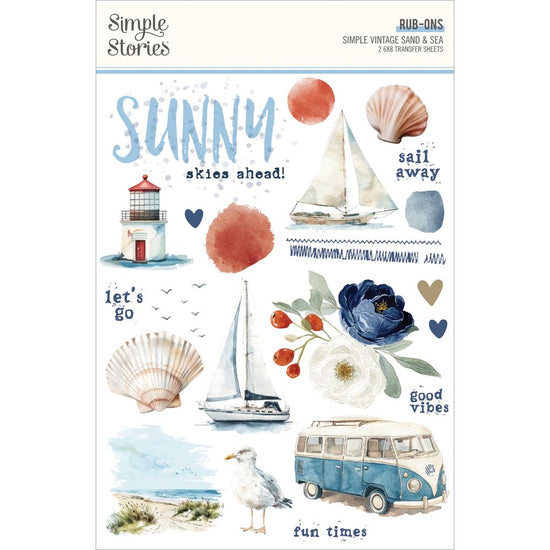 Simple Stories Rub Ons Vintage Sand & Sea