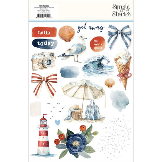 Simple Stories Rub Ons Vintage Sand & Sea