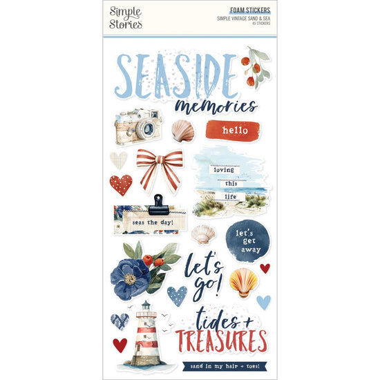 Simple Stories Foam Stickers Vintage Sand & Sea