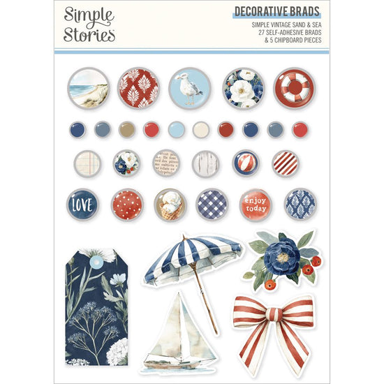 Simple Stories Adhesive Brads Vintage Sand & Sea