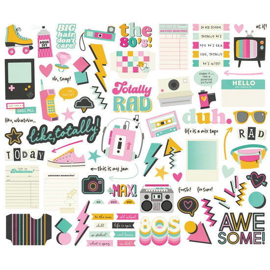 Simple Stories Bits & Pieces Die Cuts Totally 80’s