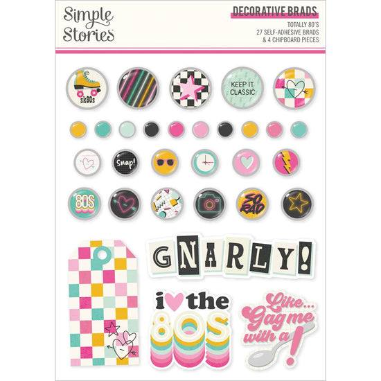 Simple Stories Adhesive Brads Totally 80’s