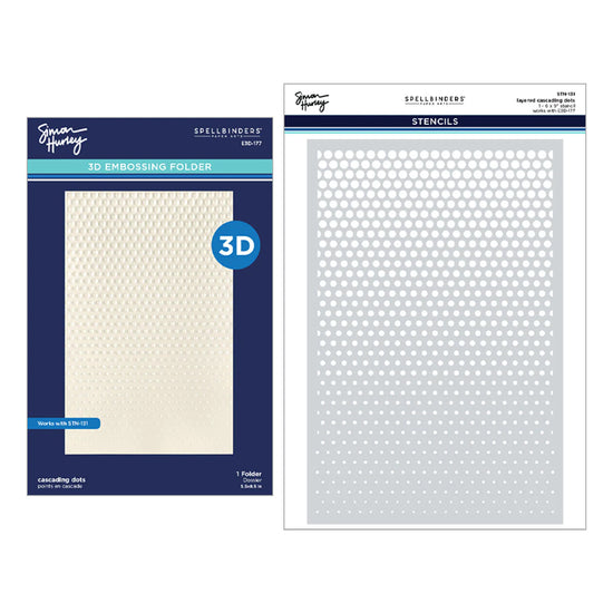 Spellbinders Cascading Dots 3D Embossing Folder and Stencil Bundle by Simon Hurley
