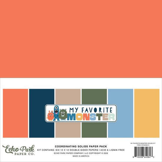 Echo Park Solids Kit 12"X12" My Favorite Monster