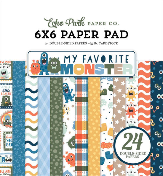Echo Park Double-Sided Paper Pad 6"X6" My Favorite Monster