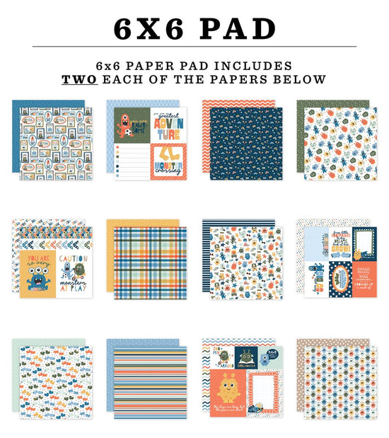 Echo Park Double-Sided Paper Pad 6"X6" My Favorite Monster